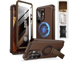 SUPCASE Unicorn Beetle Mag Pro - Hoesje Geschikt voor Samsung Galaxy S26 Ultra - Compatibel met MagSafe / Qi2 - Full Protect met Ingebouwde Screenprotector - Kickstand - Bruin