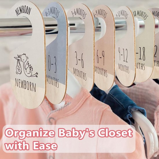 Babykast Verdelers - Kleding Organizer - Babykleding Sorteren - Natuurlijk Hout - 8 Stuks - Vogel Patroon — afbeelding 4
