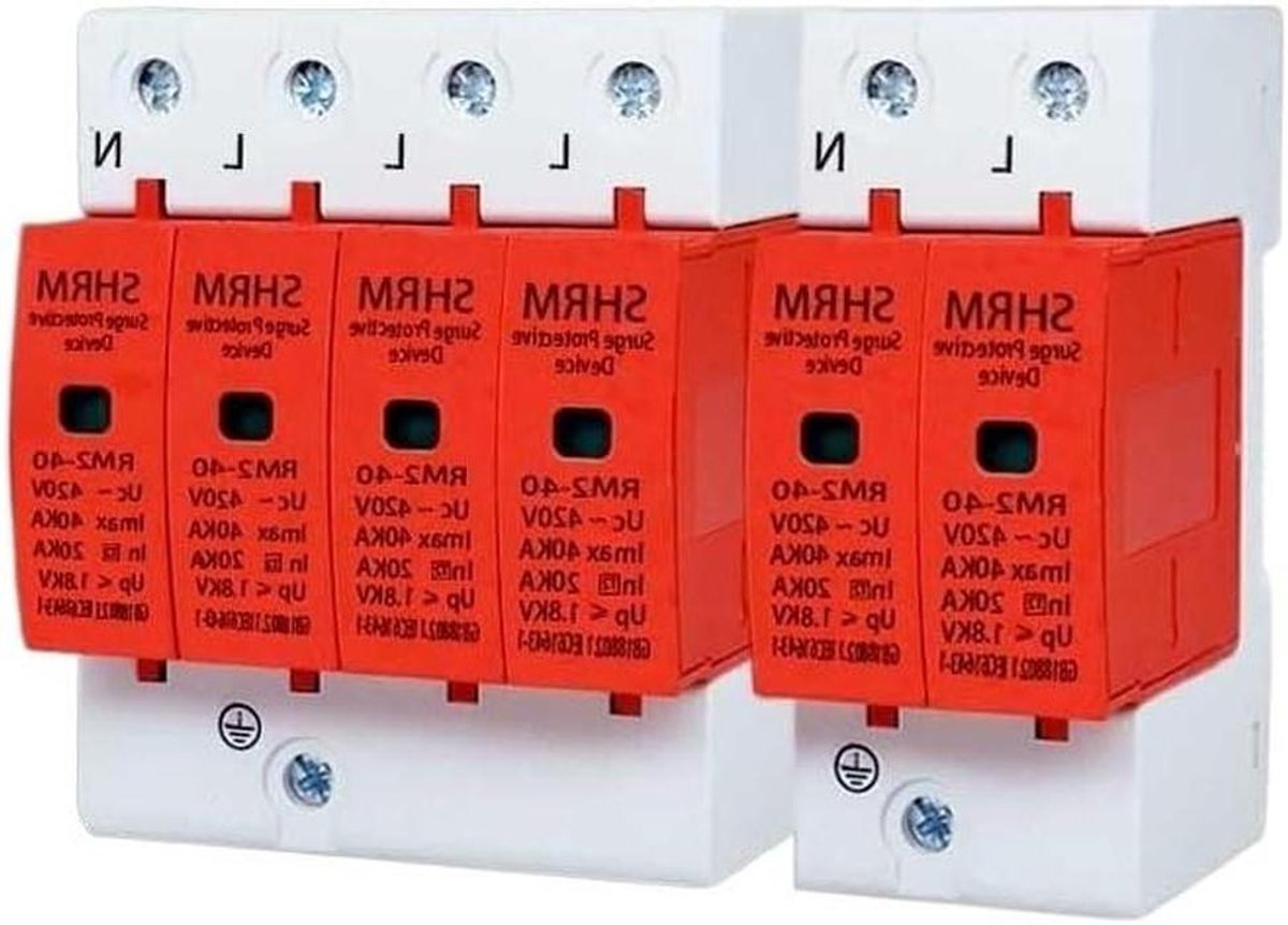 Overspanningsbeveiliging SPD - Stroombeveiliger - Elektrische Veiligheid - 1-4P Serie - 40-100 KA - Grijs