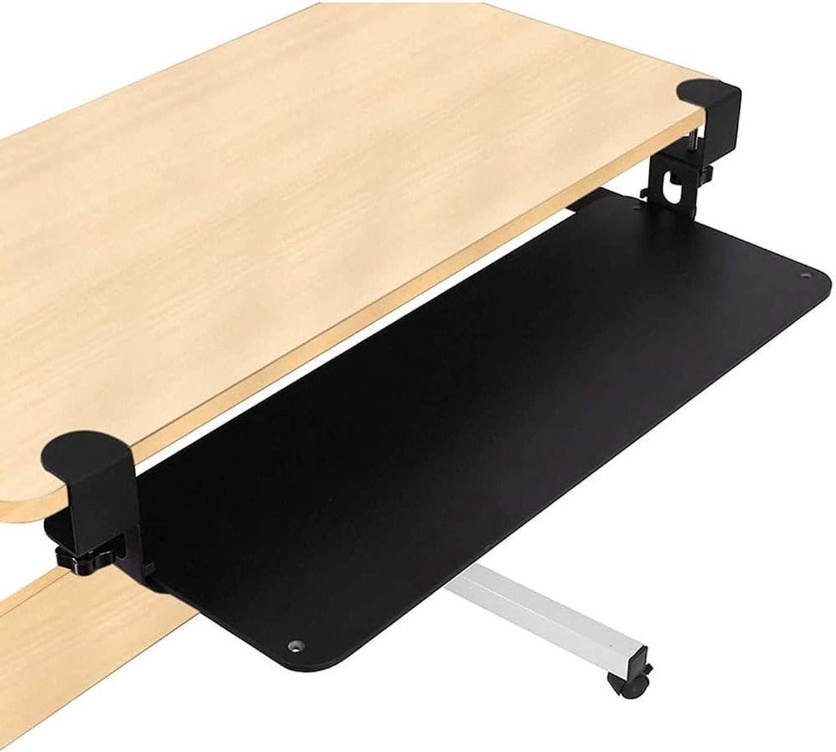 Toetsenbordlade Onder Bureau - Uitschuifbaar Platform - Ergonomisch Werken - Ruimtebesparend Ontwerp - 65 x 25 cm - Zwart