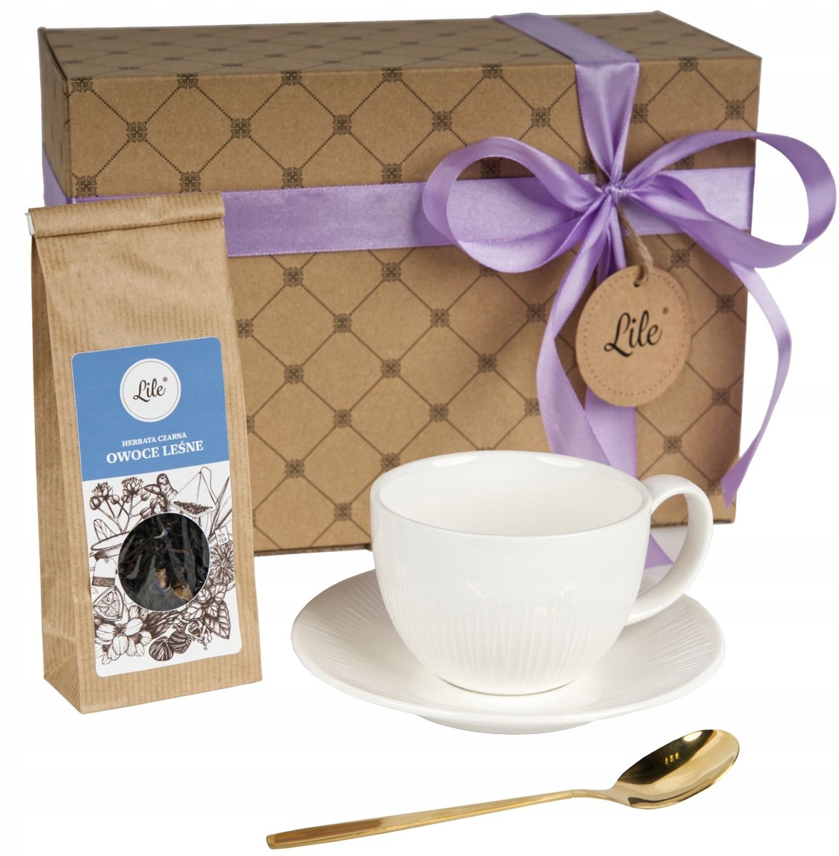 Luxe Porseleinen Theeserviesje met Schotel & Lepel - 245ml Bosvruchten Thee
