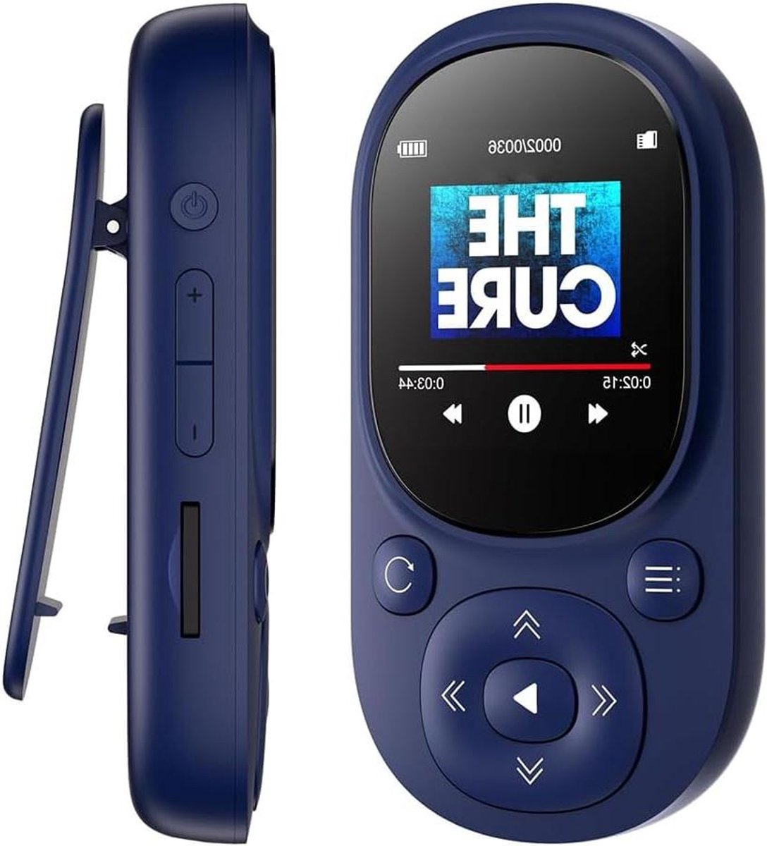 Draagbare Muziekspeler - Mp3 speler - Actieve levensstijl - Met clip en FM radio - 32 GB opslag - Blauw
