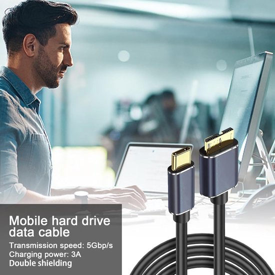 Externe Harde Schijf - Mobiele Opslag - Snelle Data Overdracht - Universele Type-C - 100 cm - Zilver — afbeelding 4