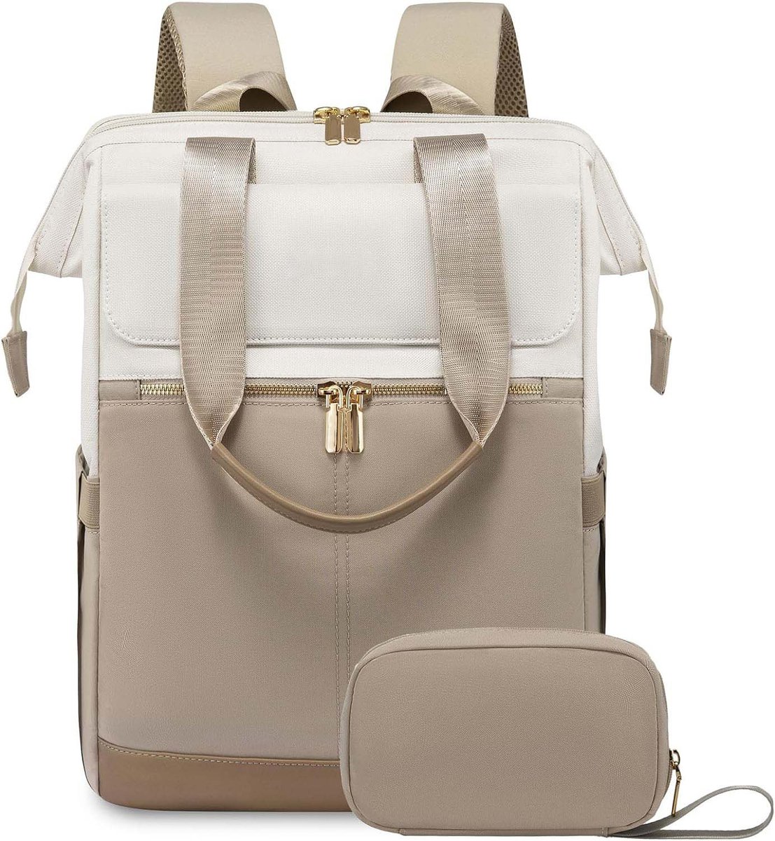 Rugzak - Unisex reistas voor laptop - Waterdichte reisrugzak voor dames - Stijlvolle schooltas - Gebroken wit