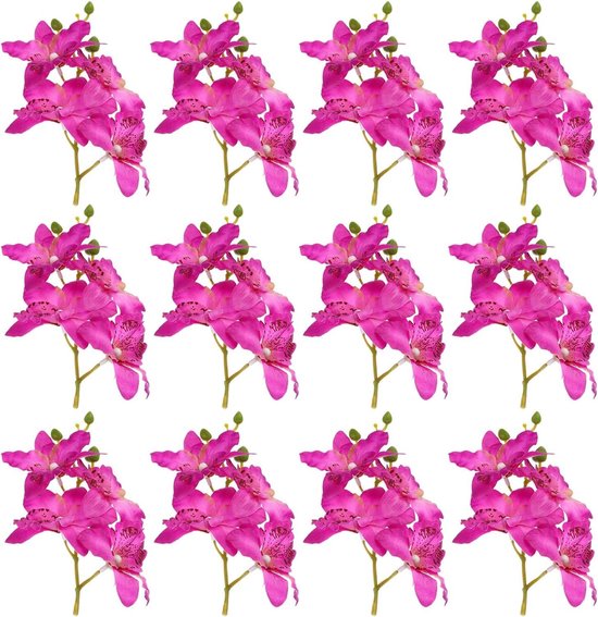 Kunstorchideeën - Drijvende bloemen - Feestelijke decoratie - Zijden stof - 12 stuks - Paars