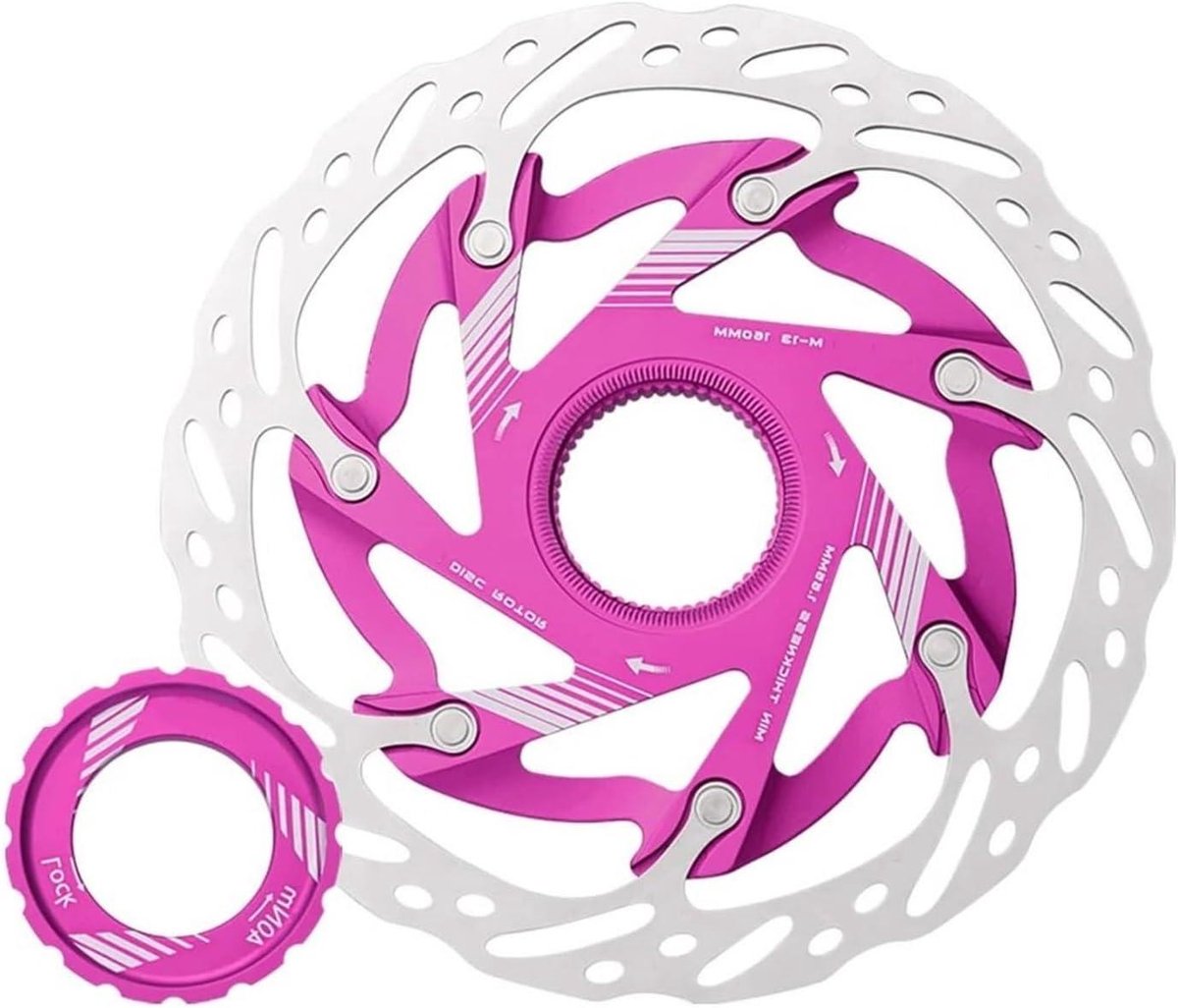 Fiets Remschijf - Schijfrem Rotor - Veilig Fietsen - Center Lock Bevestiging - 160mm - Roze