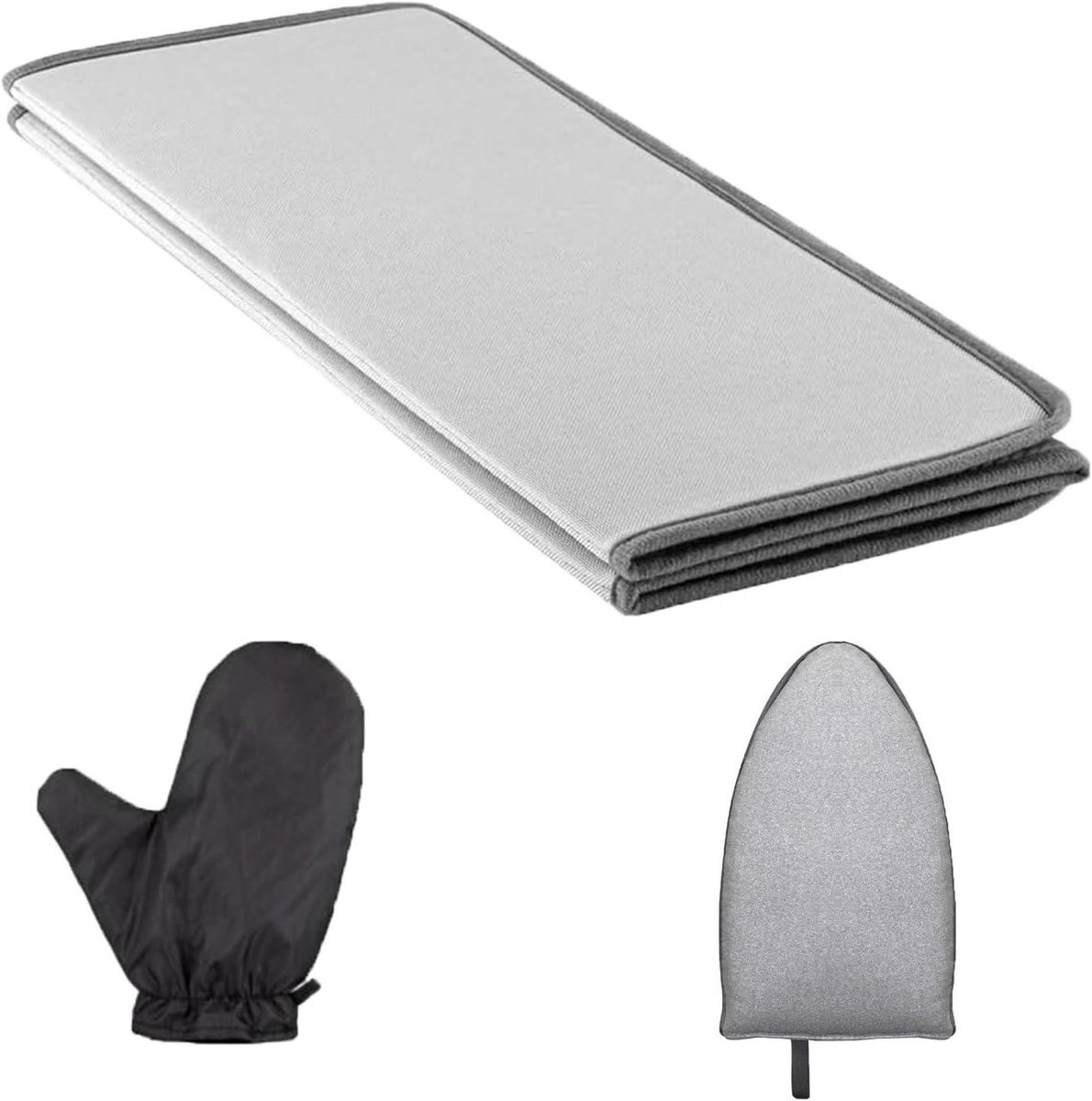 Strijkmat met handschoenen - Opvouwbare stoomplaat - Kleding verzorgen - Ruimtebesparend ontwerp - 43x18x6 cm - Grijs