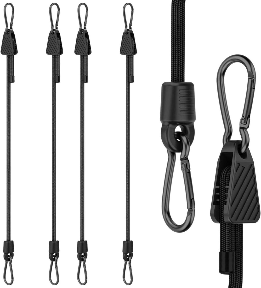 Spanrubbers met Haken - Elastische Spanners - Bagage Vervoeren - Verstelbare Lengte - 100 cm - Zwart