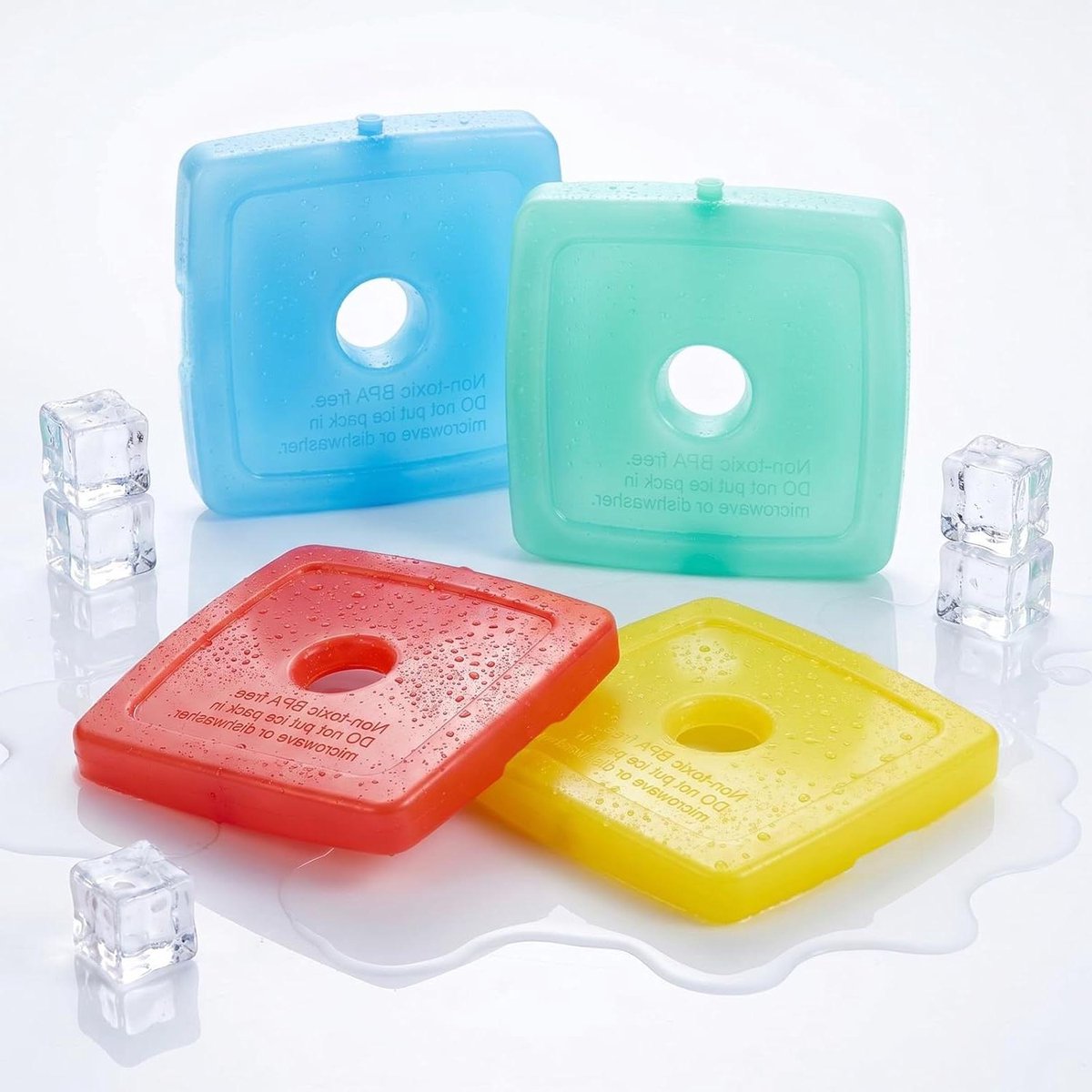 Kleine koelaccu set - Vrieselementen lunchbox - Voedsel koel houden - Herbruikbaar en lekvrij - 4 stuks - Multicolor
