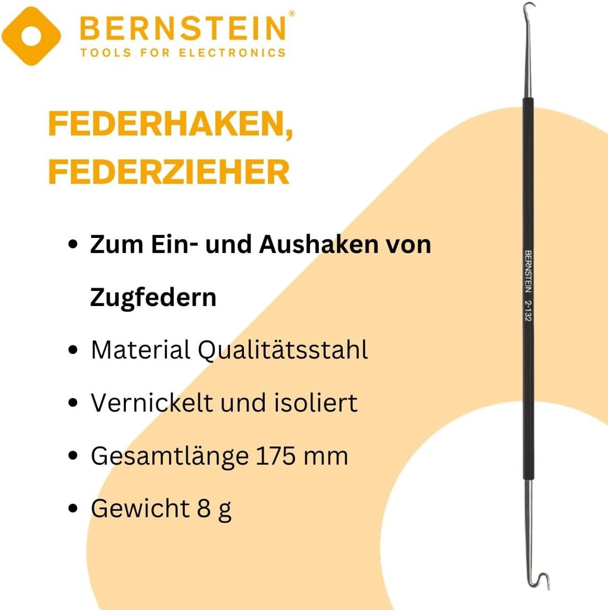 Veer Haken - Spanningsveer Gereedschap - Veren Plaatsen - Geïsoleerd Handvat - 175 mm - Zwart