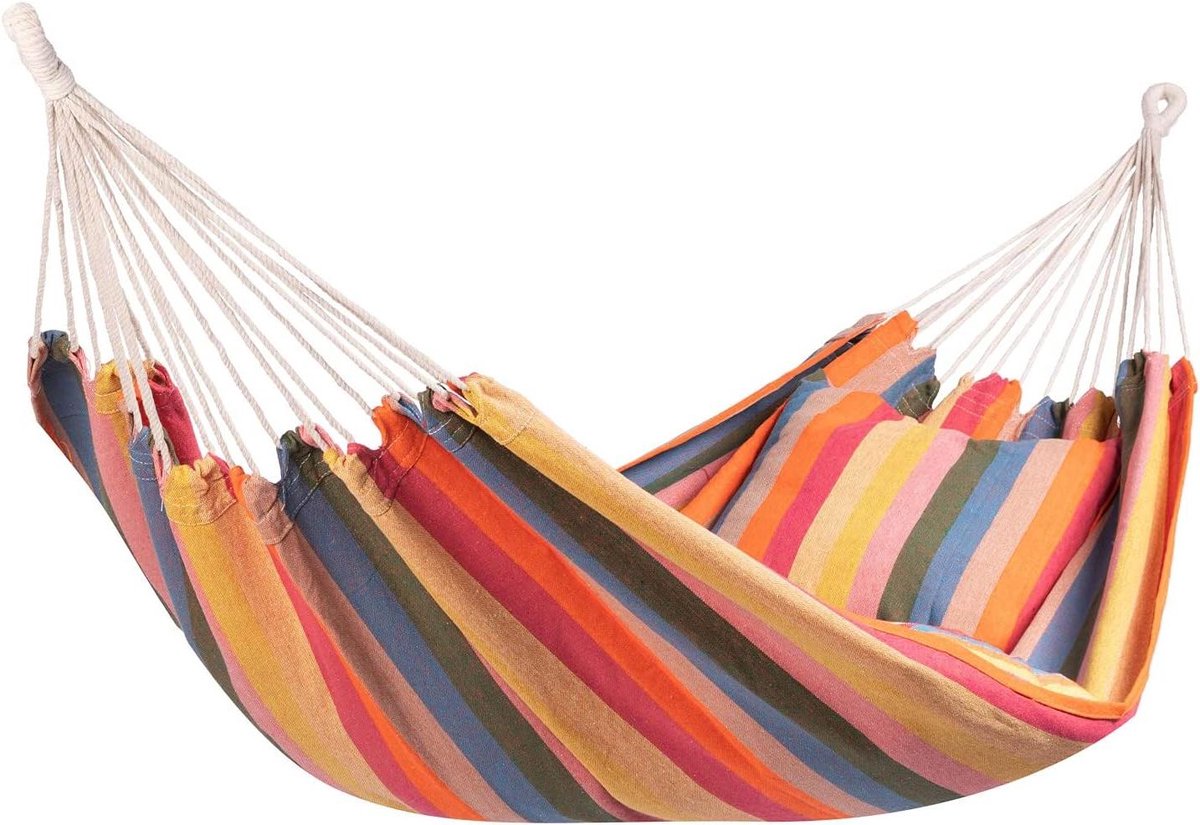 Hangmat Tweepersoons - Dubbele Hangmat - Ontspannen Buiten - Veelkleurig Design - Ruim Formaat - Veelkleurig