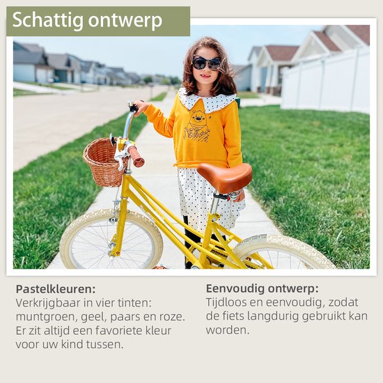 STITCH Fantasy Meisjesfiets 16 inch – Geel Kinderfiets met Zijwieltjes & Mandje – 3-5 jaar — afbeelding 3