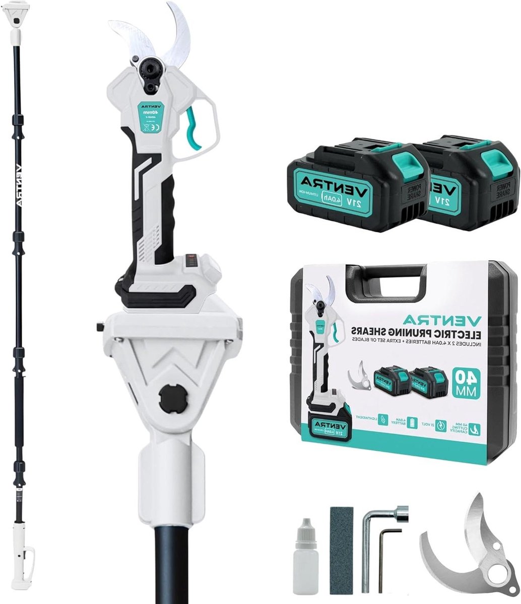 Elektrische Snoeischaar - Accu Snoeischaar - Tuinonderhoud Vereenvoudigen - Telescopische Verlengsteel - 40mm Snoeidikte - Zwart