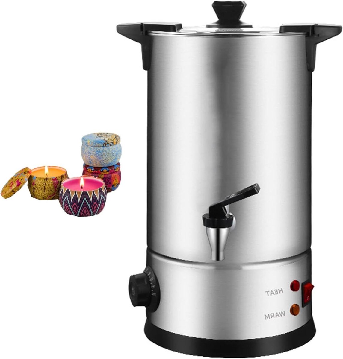 Wax Smelter - Kaars Gieten - Ambachtelijk Maken - Nauwkeurige Temperatuur - 8L Capaciteit - Zilverkleurig