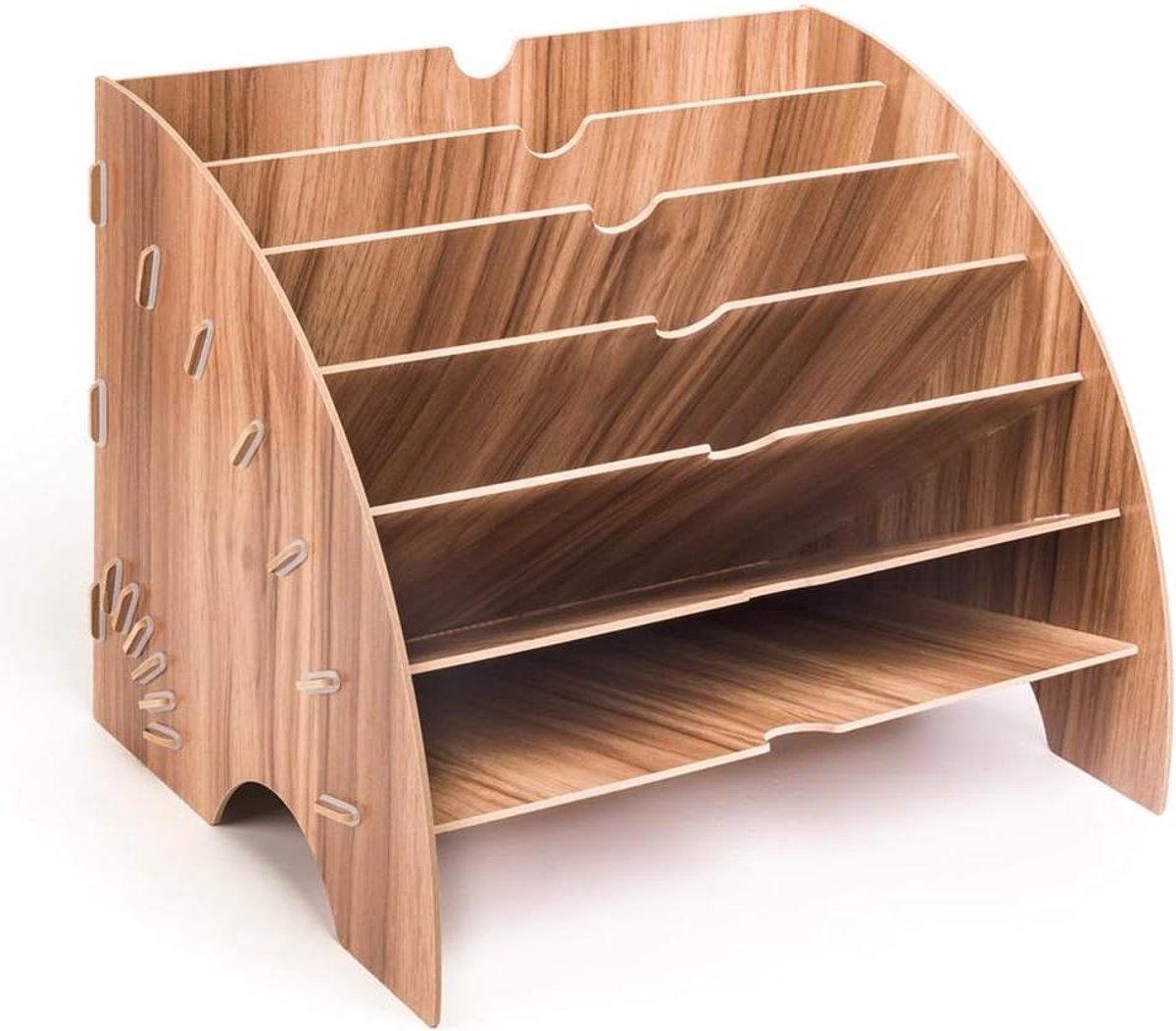 Bureau Documentenbakken - Opberger Hout - Bureau Organiseren - Zes Vakken Ontwerp - 34 x 27 x 27 cm - Houtkleur