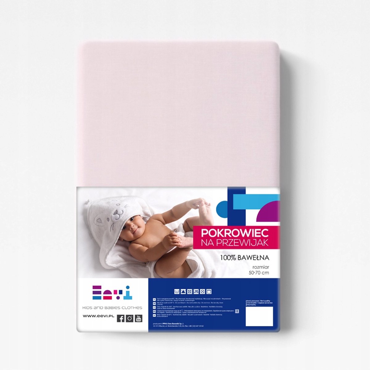 Roze hoeslaken met elastiek voor commode & ledikant (70x50 cm)
