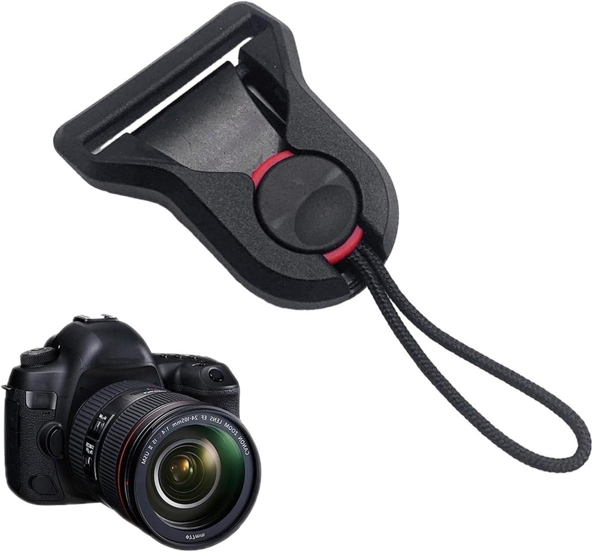 Camera Strap Clip - Snelle Ontgrendeling - Camera Beveiligen - Imitatie Nylon Touw - Universeel - Zwart