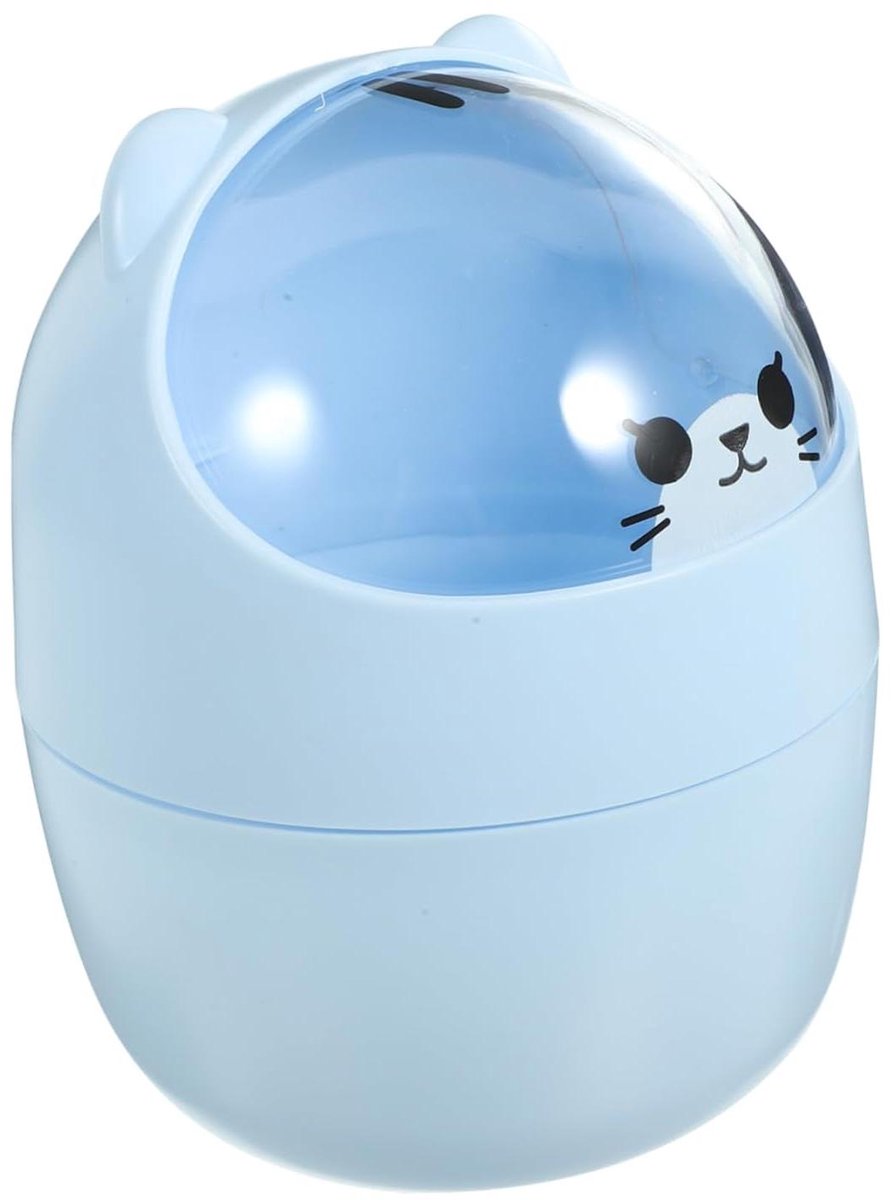 Bureaublad Prullenbak - Mini Bak - Bureau Opruimen - Cartoon Vorm - 15.5 cm - Blauw