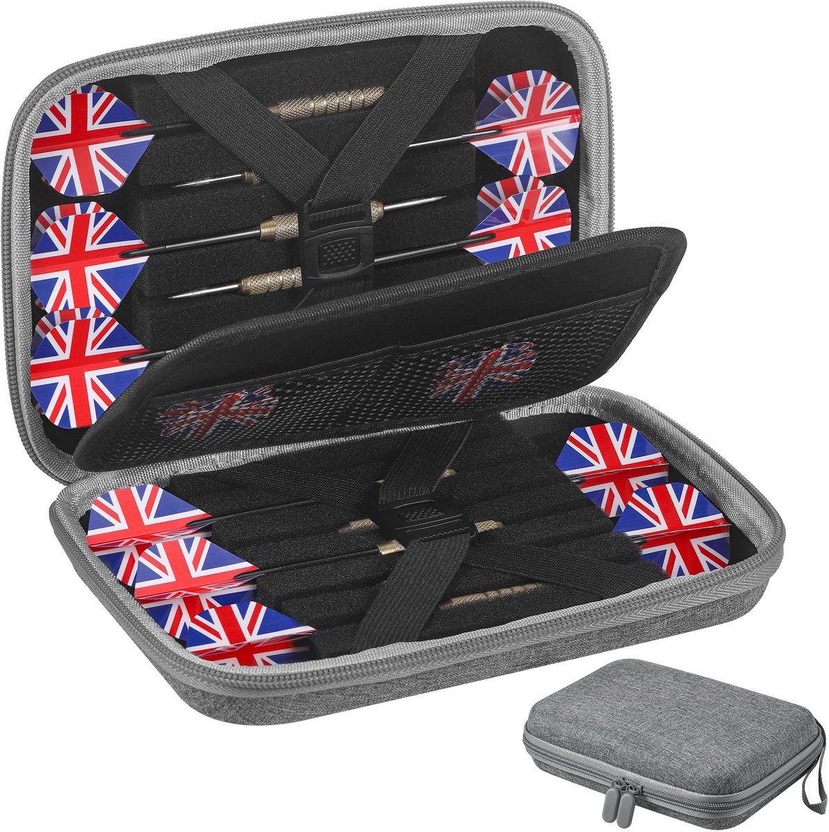 Dailygoods- Darttas Professionele EVA - Dartpijltas - 12 Darts - Schokbescherming - Draagbaar Ontwerp - Meerdere Netvakken - Dartkoffer