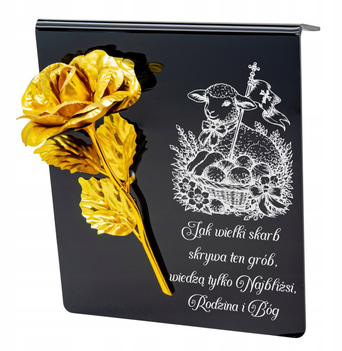 Paasdecoratie Grafsteen met Gouden Roos - Elegante herinnering