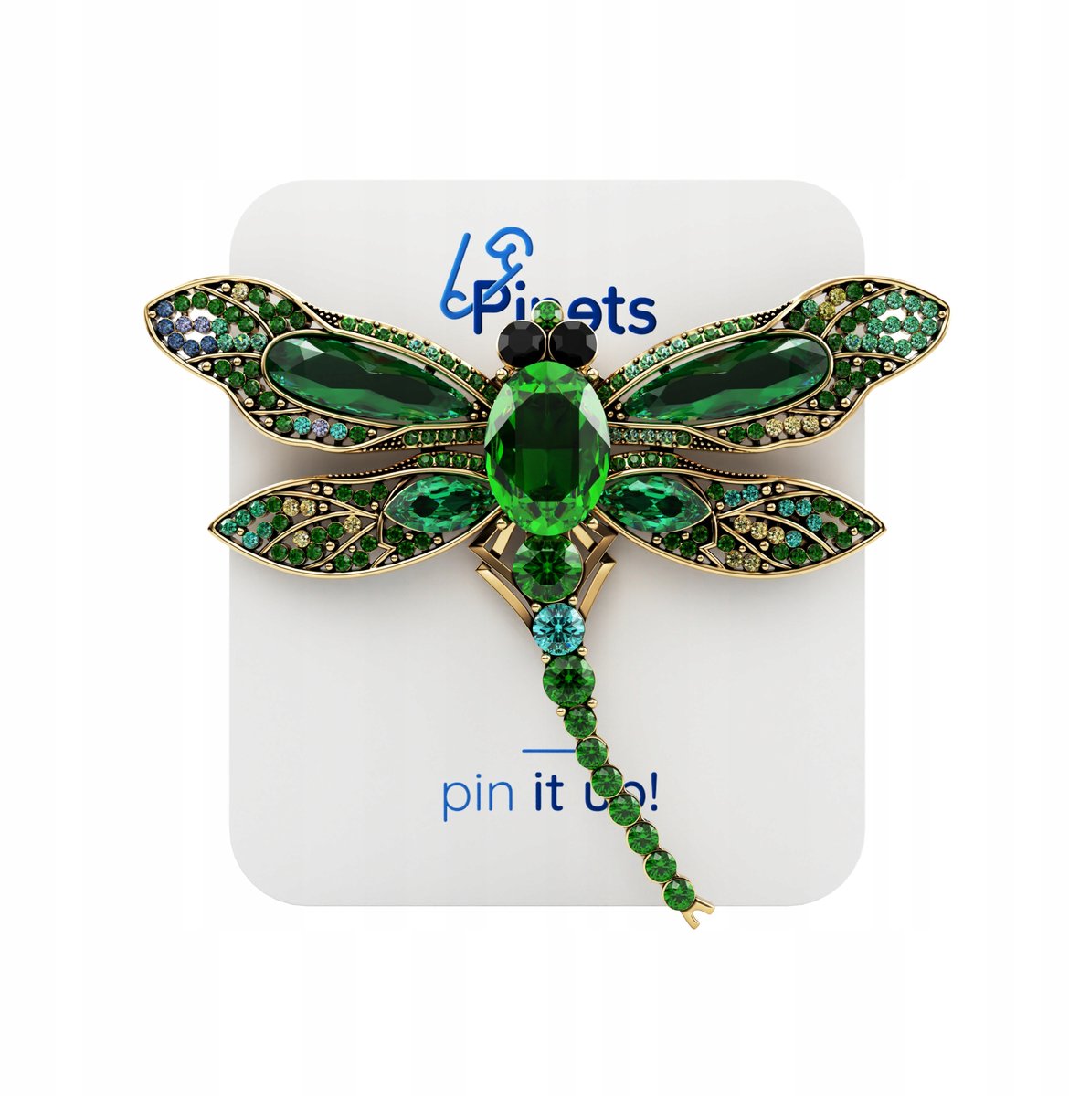 PINETS Brosche Libelle Groen met Zirkonia - Origineel