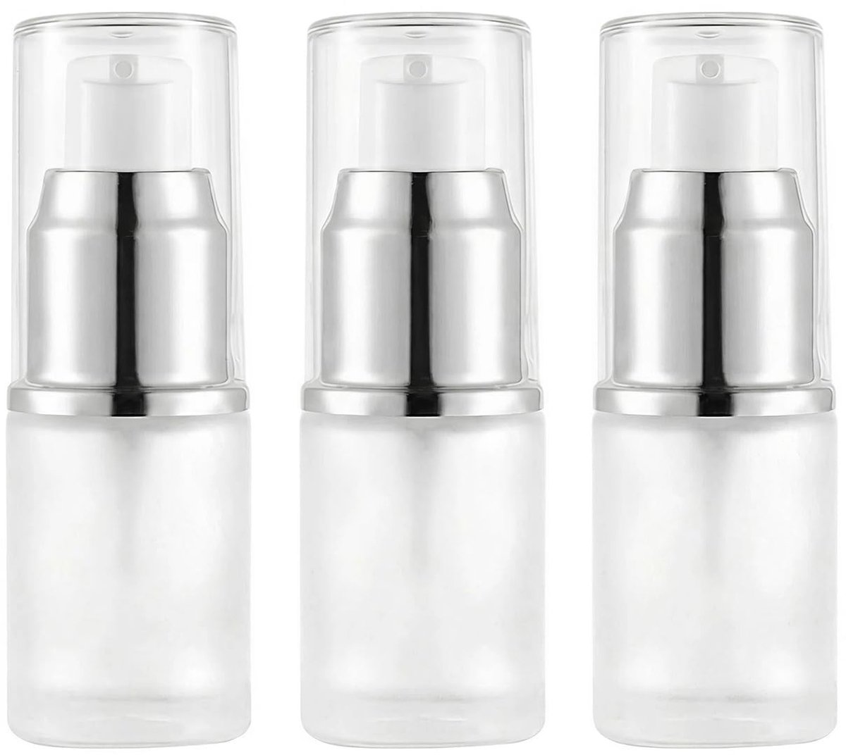 JHUBERS- Pompfles 15ml - 3 Stuks - Hervulbaar - Doorschijnend Matglas - Cosmetische Container - Veilig en Gezond - Cosmetische Fles