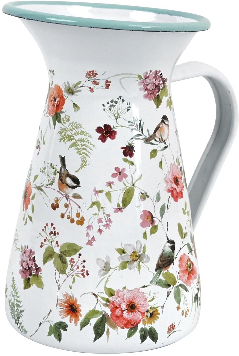 JHUBERS- Bloemenvaas Vintage - Emaille Vaas - Multifunctioneel Drinkgerei - Duurzaam Metaal - Lichtgewicht - Voor Binnen/Buiten Gebruik - Decoratieve Vaas