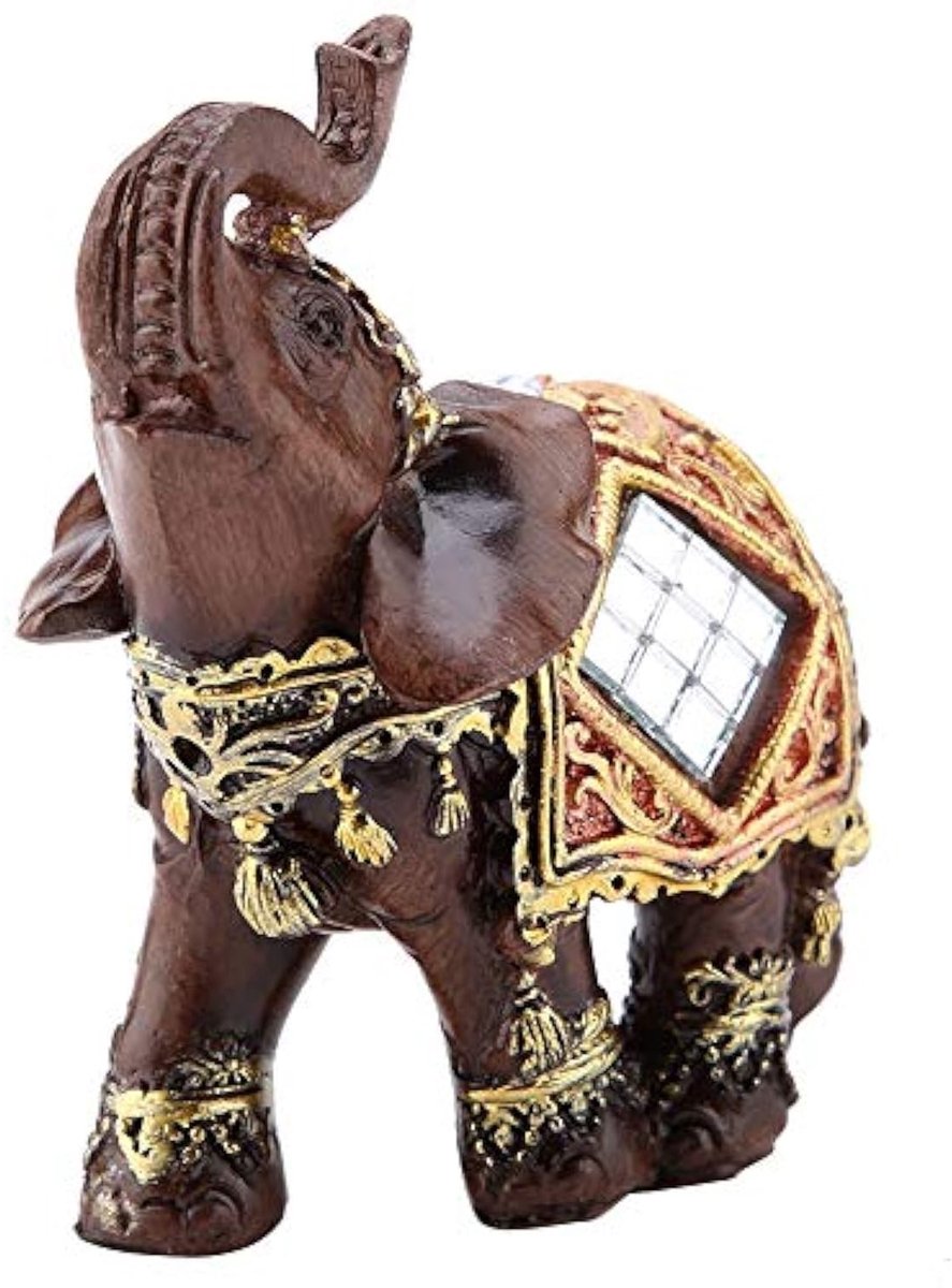 JHUBERS- Olifant Beeld - Hoogwaardige Hars - Olifantenfiguur - Decoratie voor Binnen - Feng Shui - Geluk Symbool - Grootte 14 x 14 cm - Beeldje