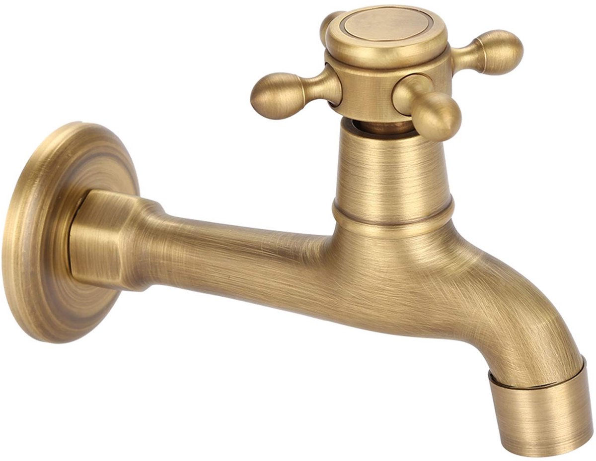 JHUBERS- Wasserhahn Antiek - Messing Keukenkraan - Duurzaam en Roestbestendig - Wandmontag