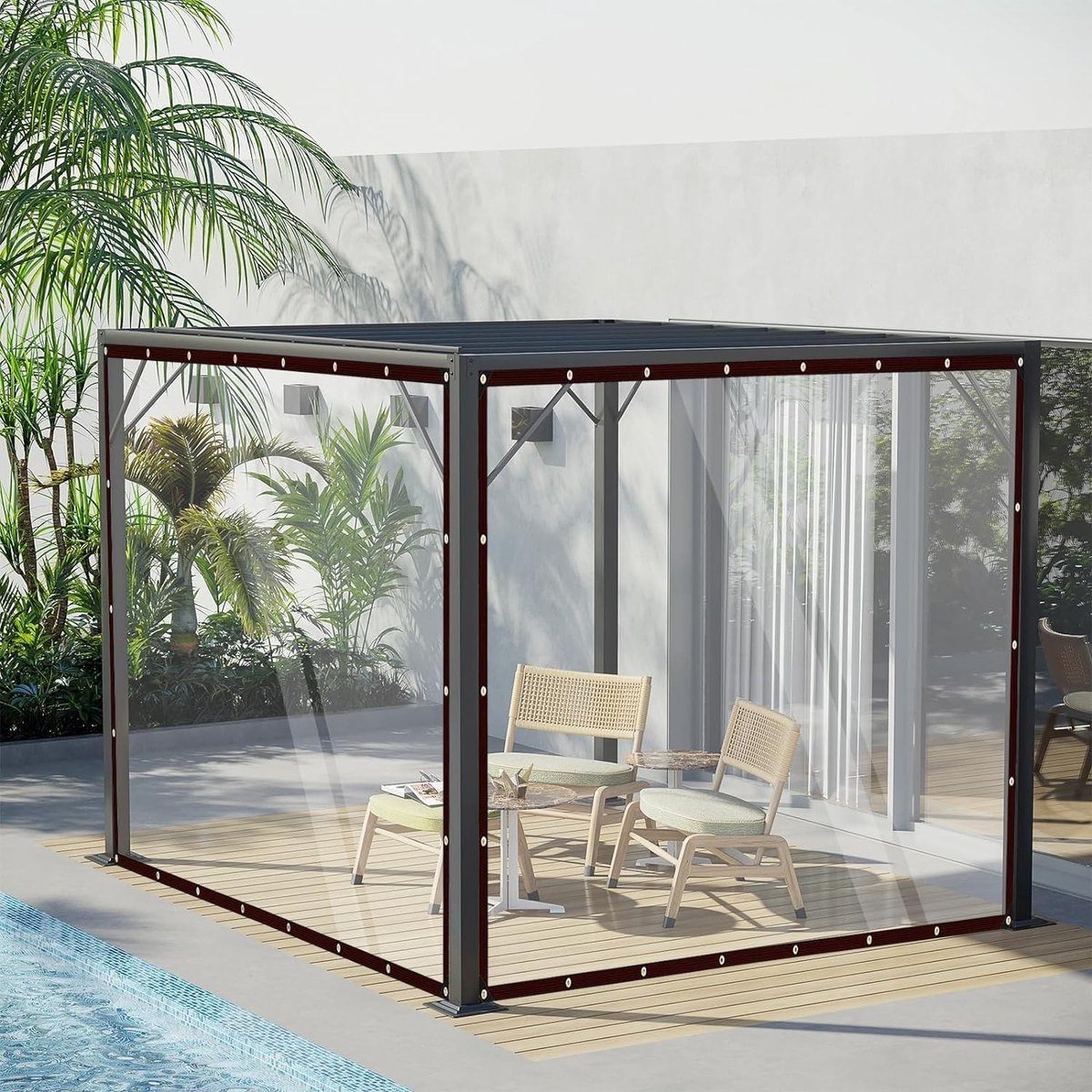 JHUBERS- Dekzeil Waterdicht - Transparant PVC - 2x6 m - Opvouwbaar - Weerbestendig - Scheurvast - Hittebestendig - Zeil