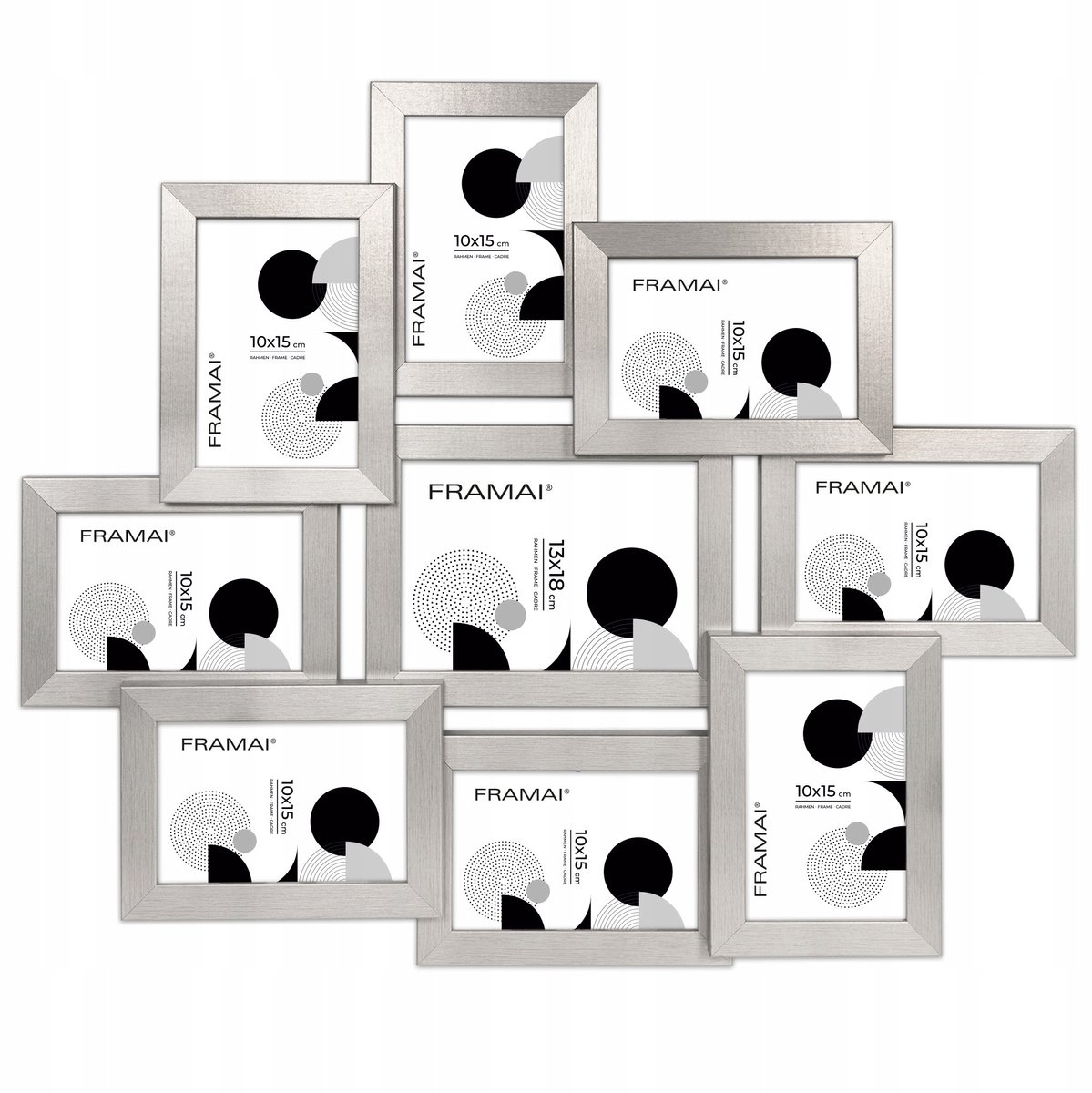 Multifoto lijst zilver 51x61 cm voor 9 foto's