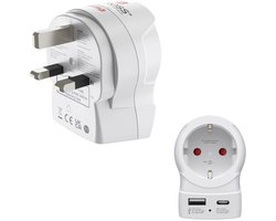 Adaptateur de voyage "EU to UK", 1 x USB-A, 1 x USB-C (PD), 20 W
