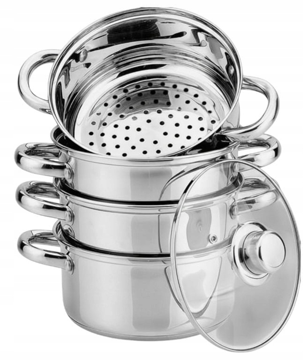 Zilner Stoompan 24cm - Gezond Koken met 3 Stoominzetstukken