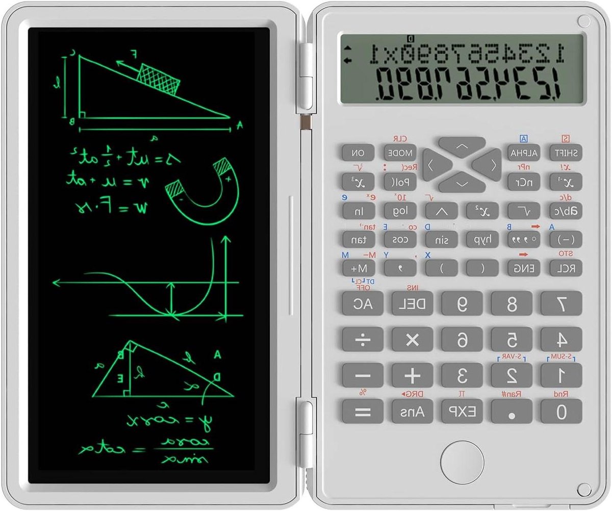 Wetenschappelijke Rekenmachine - Schrijfbord Rekenmachine - Complexe Berekeningen - Geïntegreerd Schrijfoppervlak - 240 Functies - Wit