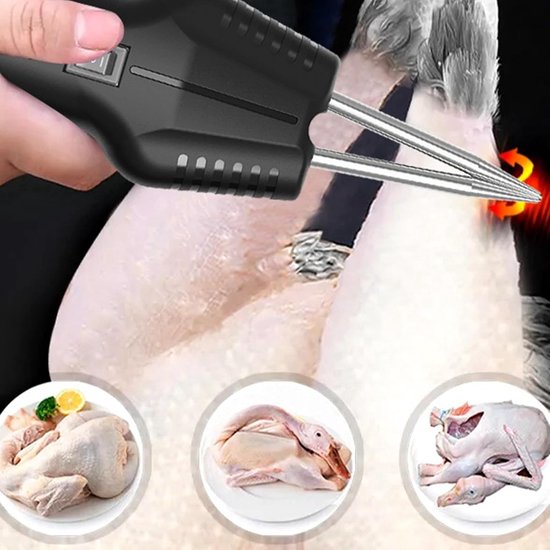 Veermachine Elektrisch - Pluimvee reiniger - Gevogelte ontdoen - Hoge wrijvingskoppen - 27 cm lang - Grijs — afbeelding 3