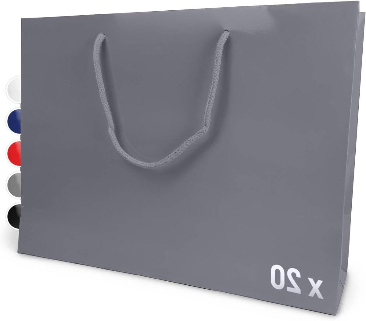Papieren Cadeauzakjes - Geschenkzakken - Cadeaus Inpakken - Met Katoenen Handvat - 40 x 30 cm - Grijs