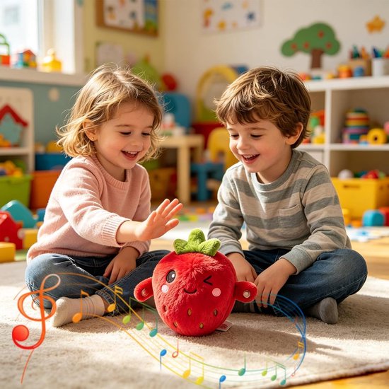 Interactief Pluche Speelgoed - Muziek Knuffel - Educatief Spel - Aanraak Gevoelig - 23 x 21 x 10.5 cm - Aardbei — afbeelding 5