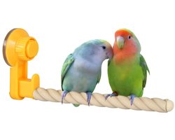 Dailygoods- Vogelzitstok met zuignap - Geschikt voor raam/badkamer/auto - Voor papegaaien/grasparkieten - Reisvriendelijk - Antislip oppervlak - Ideaal voor vogels - Vogelstandaard