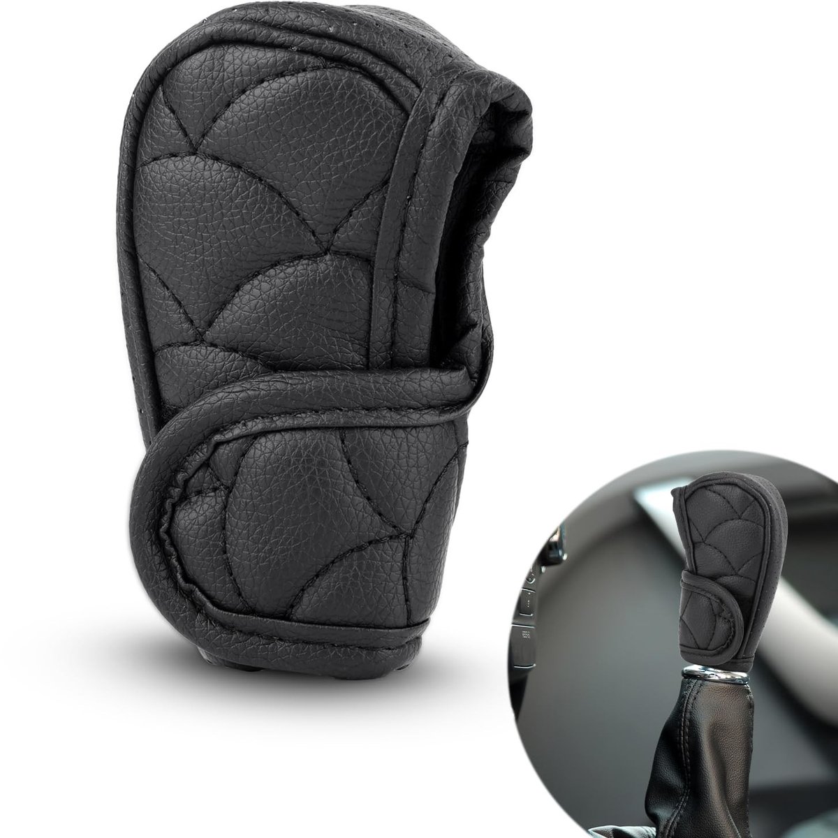 Dailygoods- Versnellingspookafdekking Ademend - PU Zwart - Universele Stofkap - Auto-Interieuraccessoires - 12x7x4,5 cm - Bescherming en Comfort - Schakelknop