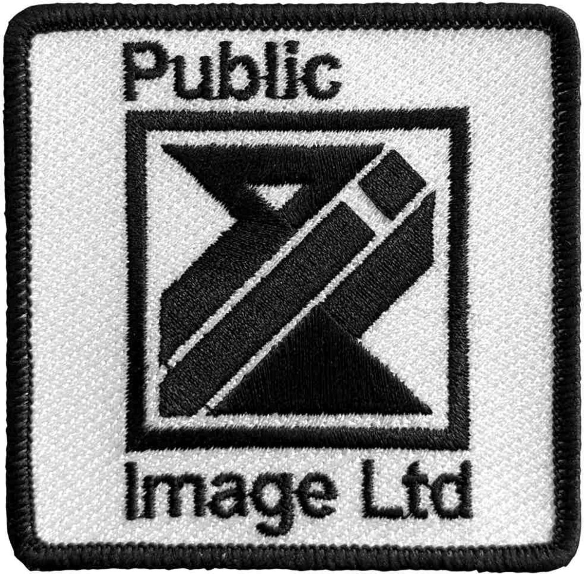 Pil Public Image Ltd - Diamond Logo & Text Patch - Wit/Zwart