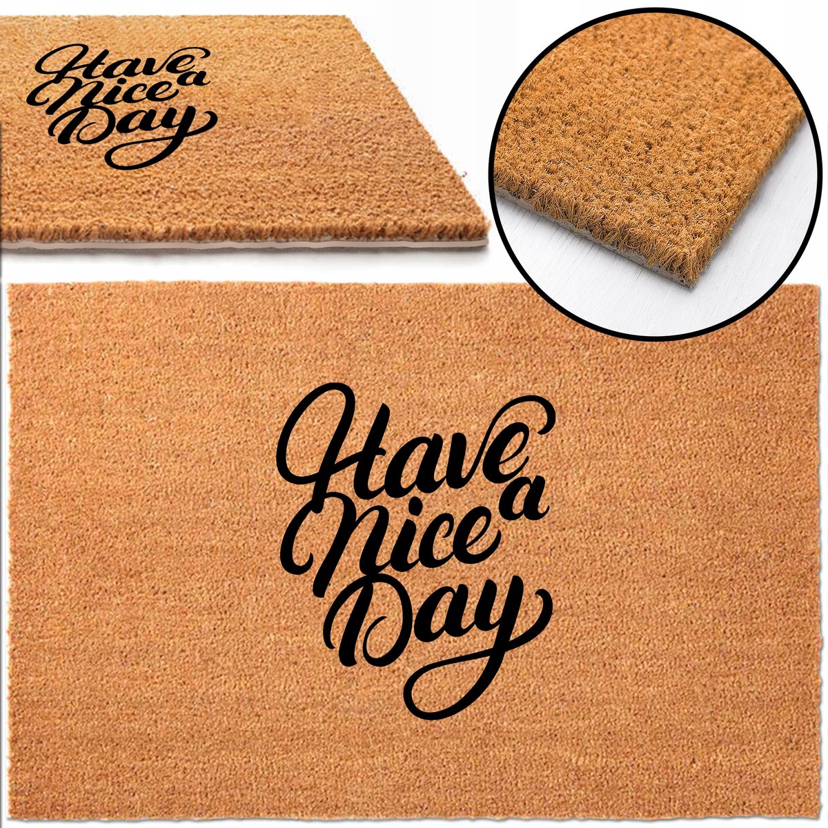 Kokosmat Deurmat 40x60cm - "Have a Nice Day" ontwerp