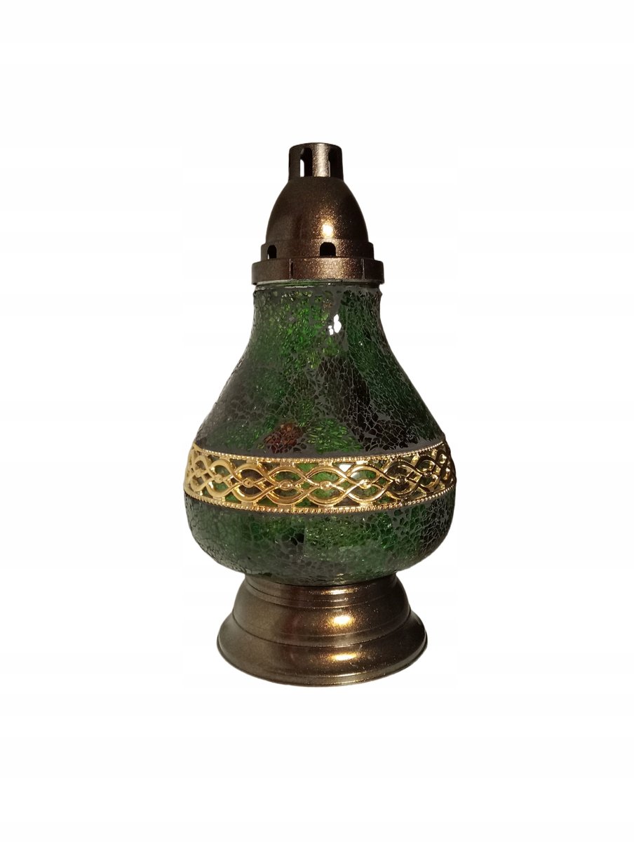 Glazen Lantaarn Decoratief Groen 36cm - Uniek Mozaïek Effect