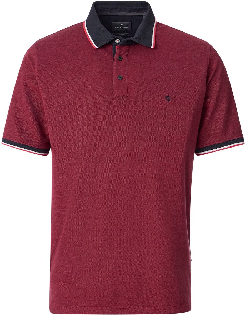 CASAMODA Polo Piqué Contrast Rood - Maat M - Heren