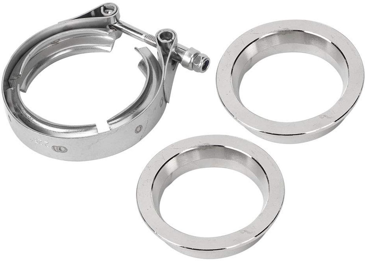 Dailygoods- V-band Klemset Roestvrij Staal - Duurzame Slangklem - Flens voor Uitlaatpijp - Universeel Ontwerp - 2,25 Inch (57 mm) - Inclusief Pincet - Uitlaatklem