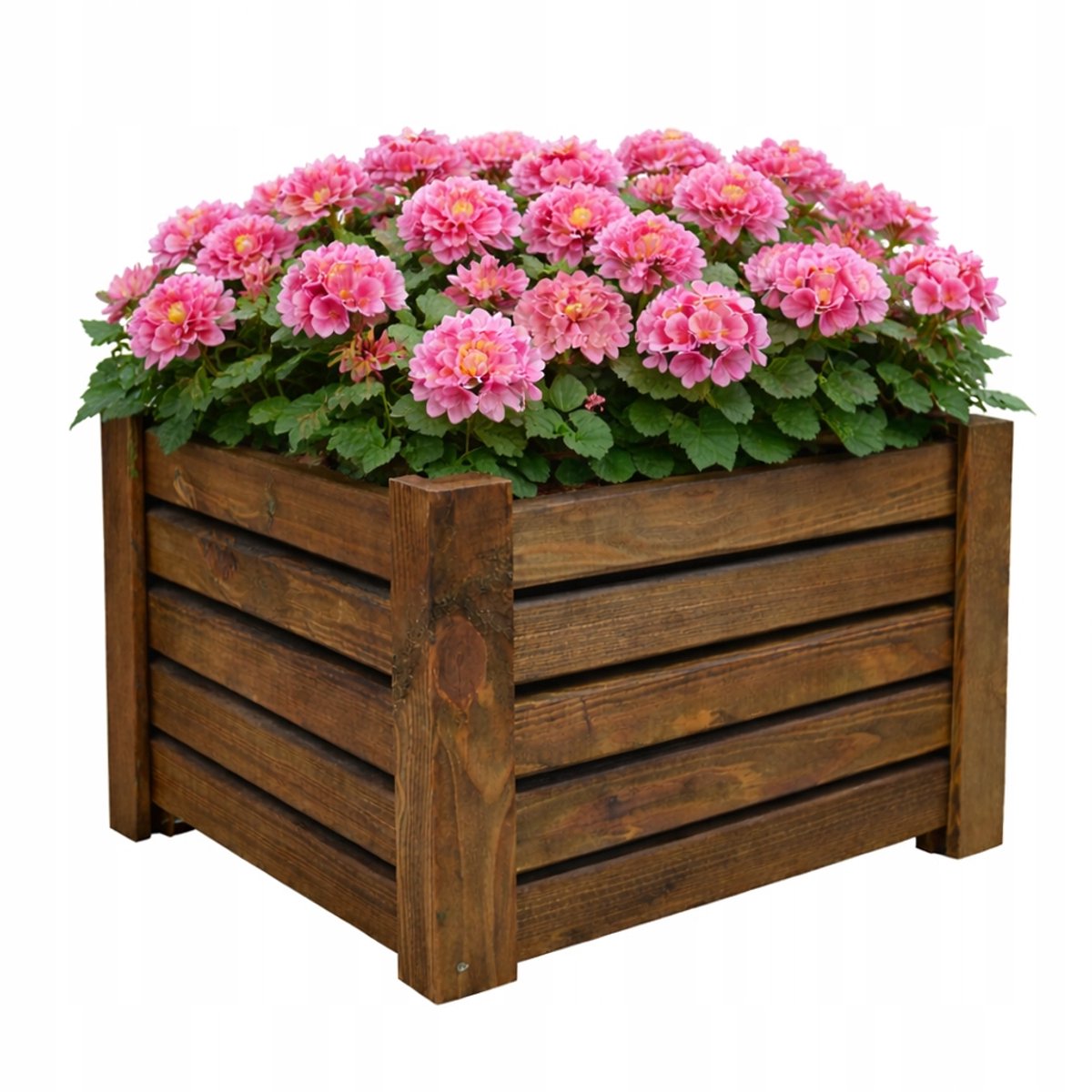 Houten bloempot 38 cm - Decoratieve vierkante plantenbak voor tuin & balkon