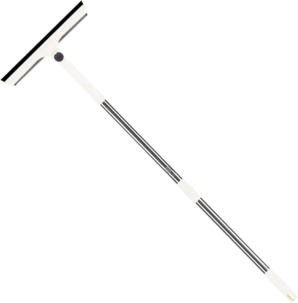 Telescopische raamreiniger - Uitschuifbare wisser - Ramen schoonmaken - 2-in-1 spons en wisser - 132 cm uitschuifbaar - Wit