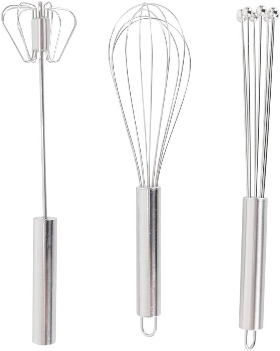 Eierklopper Set - Handmixer Garde - Keukenwerk Vereenvoudigen - Efficiënt Draadontwerp - 3 Delig - Zilverkleurig
