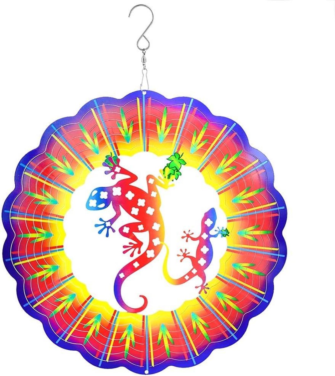 Windspinner Gekko - Tuindecoratie Spinner - Buiten Decoratie - 3D Reflecterend Effect - 30 cm - Multicolor