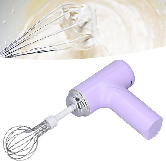 Draadloze Handmixer - Elektrische Garde - Keuken Assistent - 3 Snelheden Verstelbaar - Compact Lichtgewicht - Paars van Merkloos — afbeelding 3