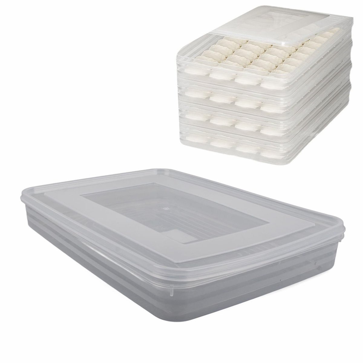 BRENZOOS- Dumpling Opslagcontainer Grote Capaciteit - Luchtdichte Koelkastknoedeldoos - Stapelbaar - Vaatwasmachinebestendig - Kunststof - Lichtgewicht 120 g - Koelkastdoos